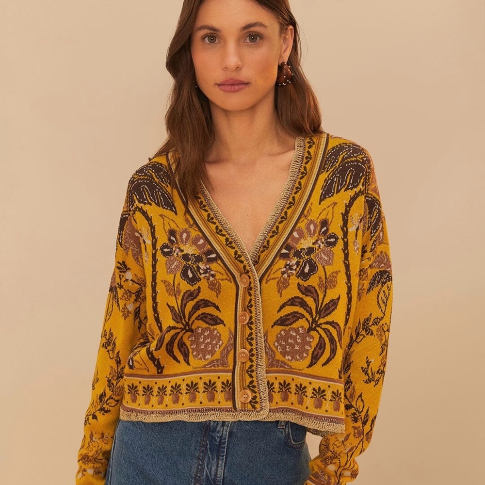Yellow Golden Oasis Knit Cardigan  Size M